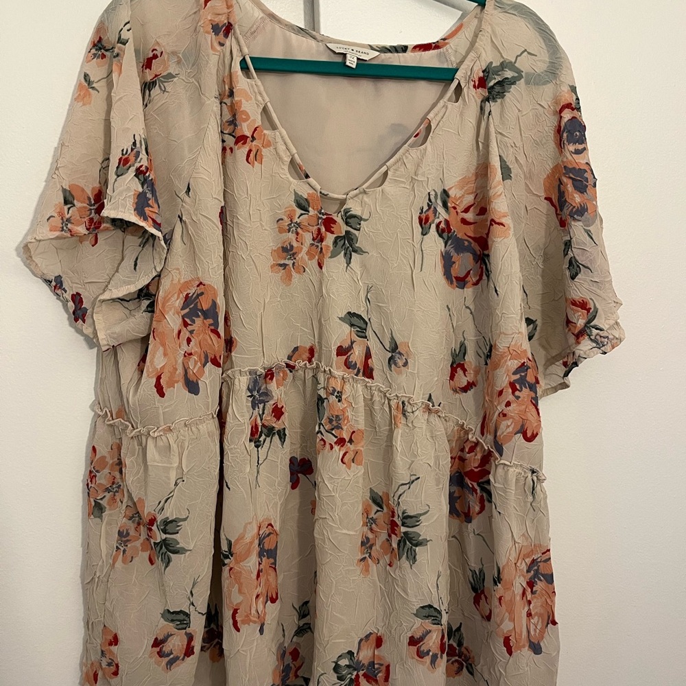 Lucky Brand Beige Floral Blouse